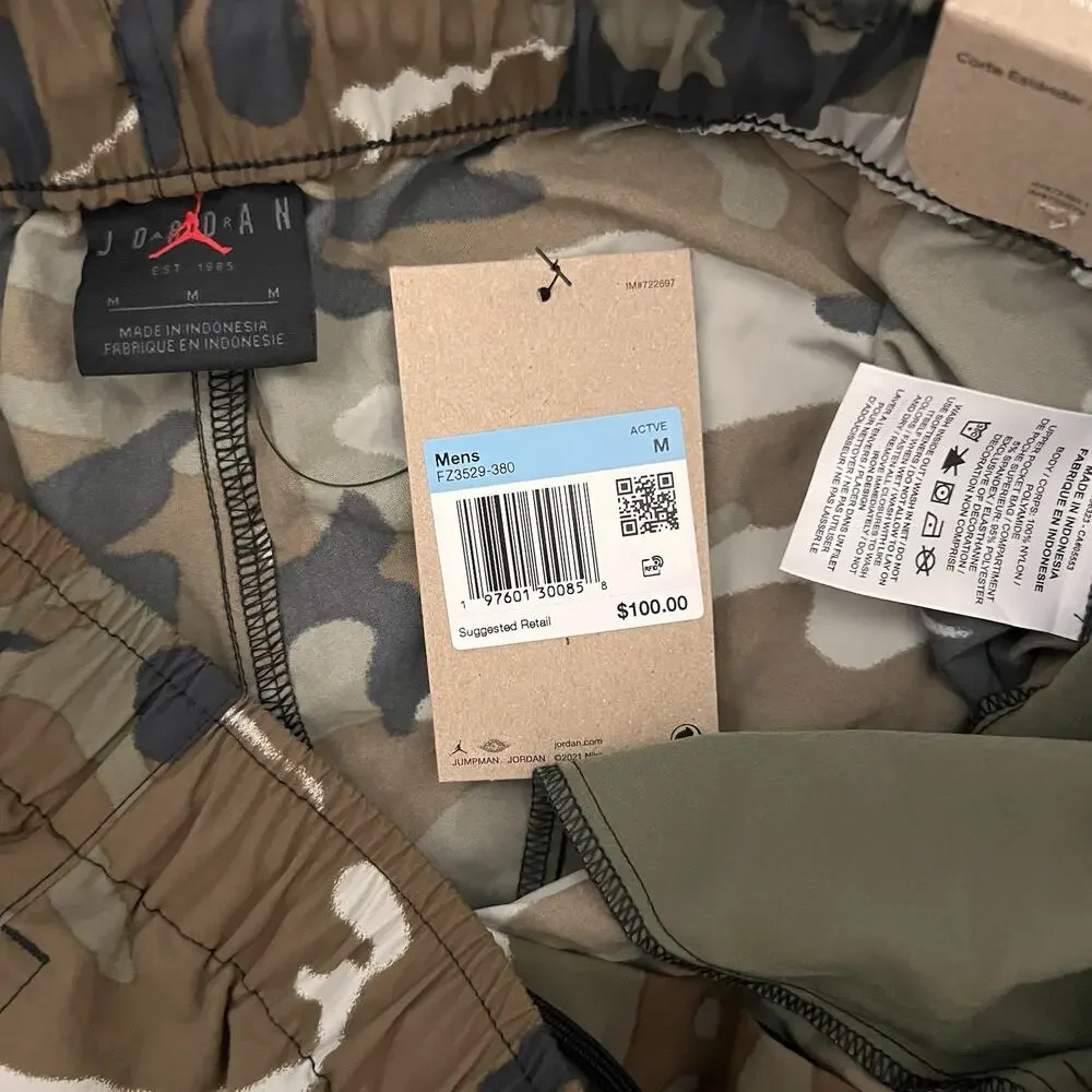 Jordan Pants MVP Mens Medium Camo Army Green Brown Joggers Nike FZ3529-380 NWT